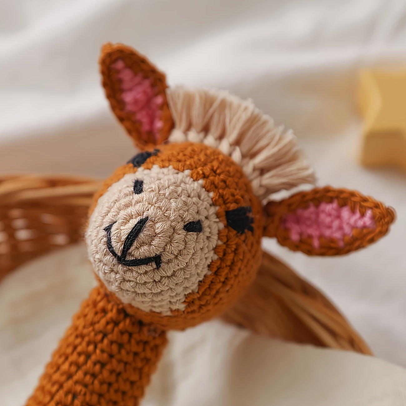 Little Donkey Rattle Toy Soft and Safe Playmate for Toddlers Brown Bell Toy