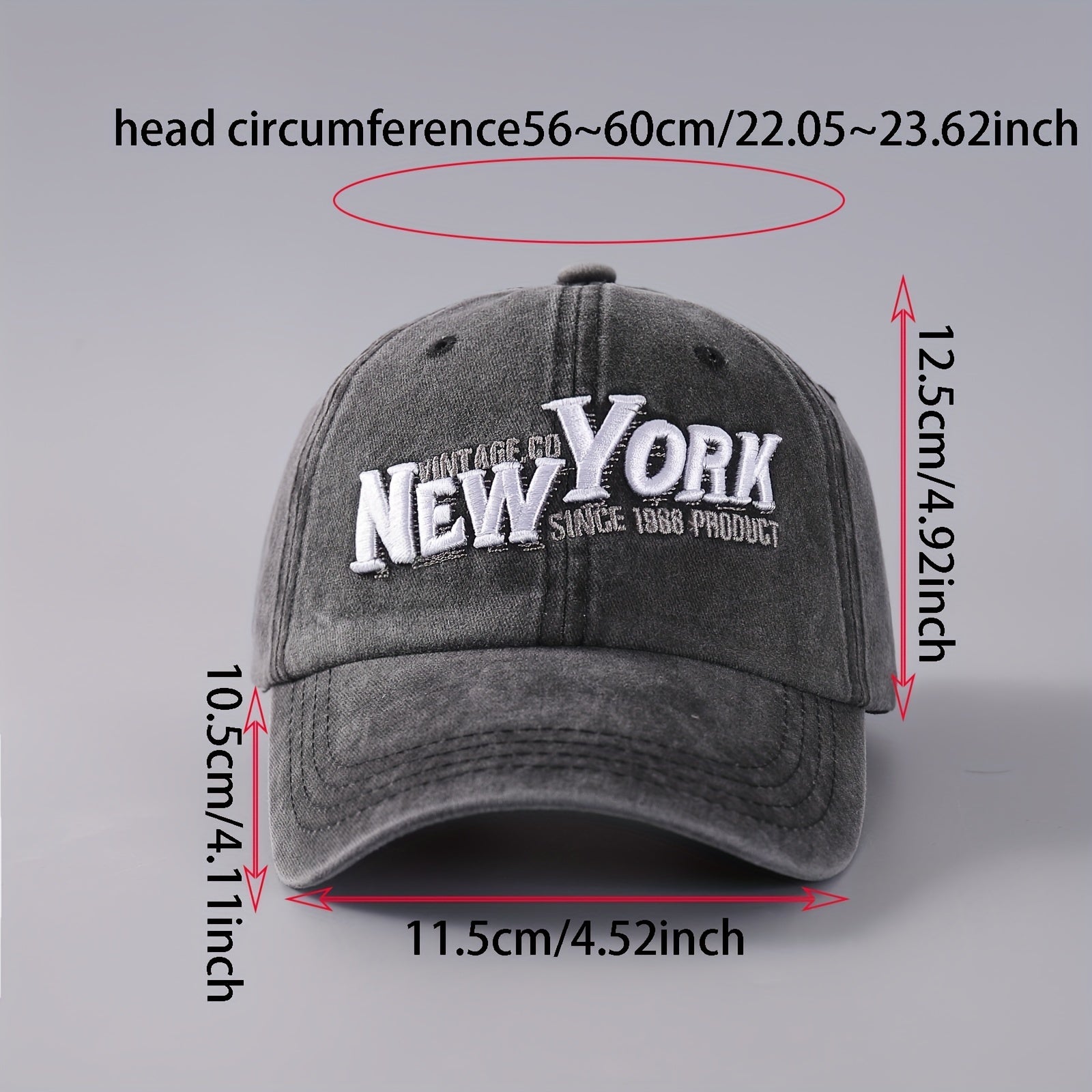 Embroidered Baseball Cap Denim Washed Curved Brim Peaked Cap