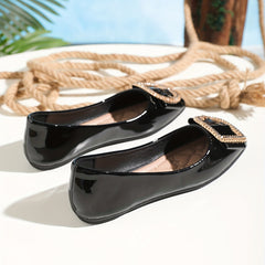 Rhinestone Square Toe Flat Shoes Lightweight Walking Shoes