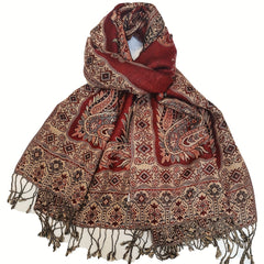 Vintage Paisley Jacquard Large Shawl Tassel Cape Women
