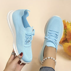 Women's Knit Sneakers Low Top Lace Up Shoes