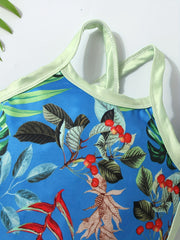 2pcs Toddler Girls Tropical Flowers One Piece Swimsuit & Cap