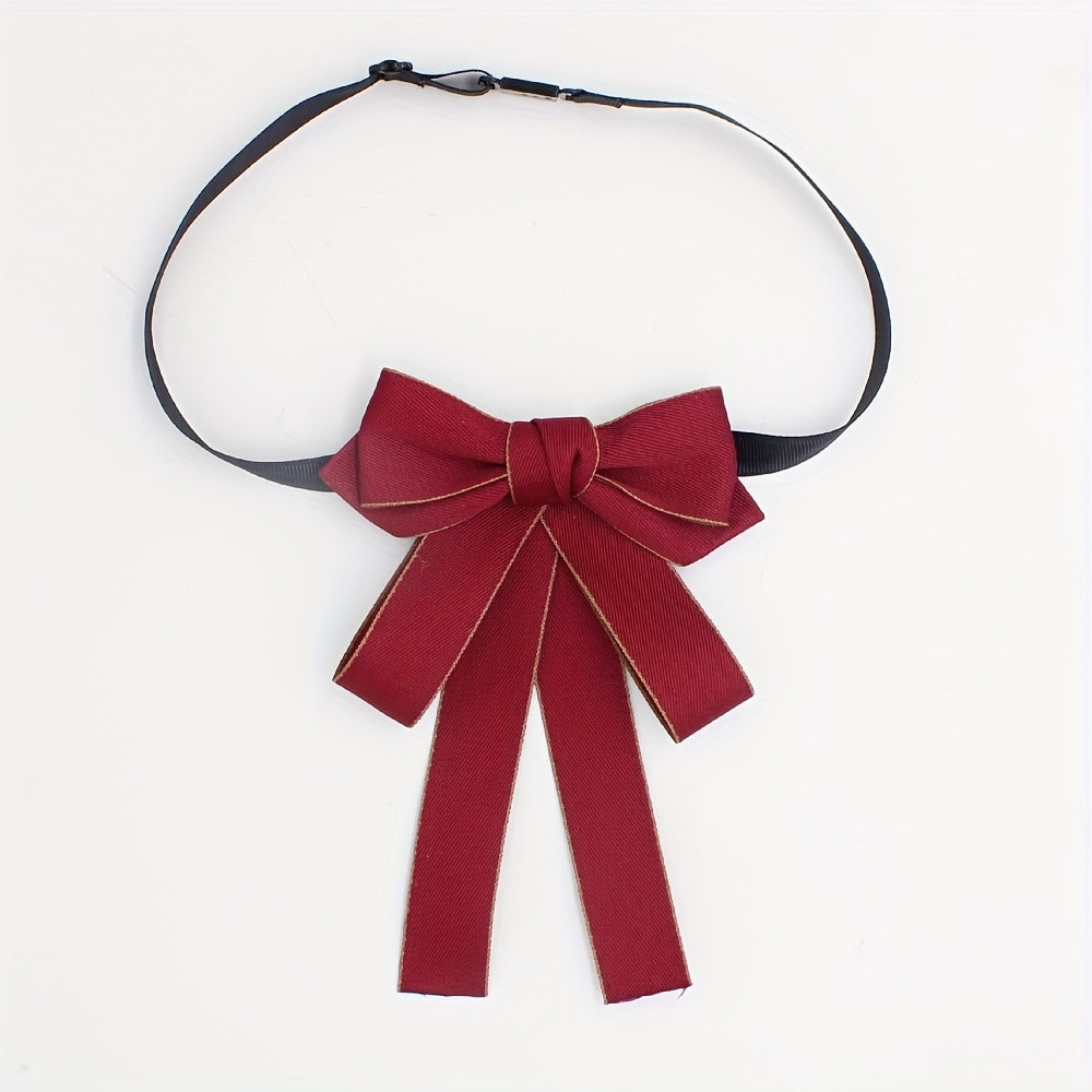 Solid Classic Bow Tie Layer Bowknot Adjustable Necktie For Women