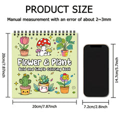24 Page Plant & Flower Coloring Book Spiral Binding Adult Drawing Book