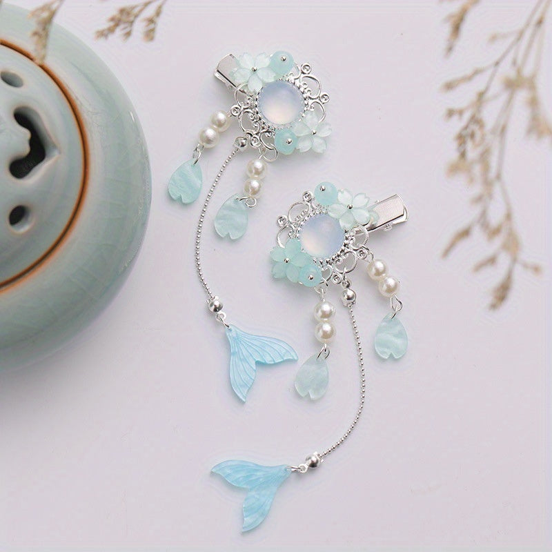 Vintage Chinese Style Faux Pearl Tassel Hairpin