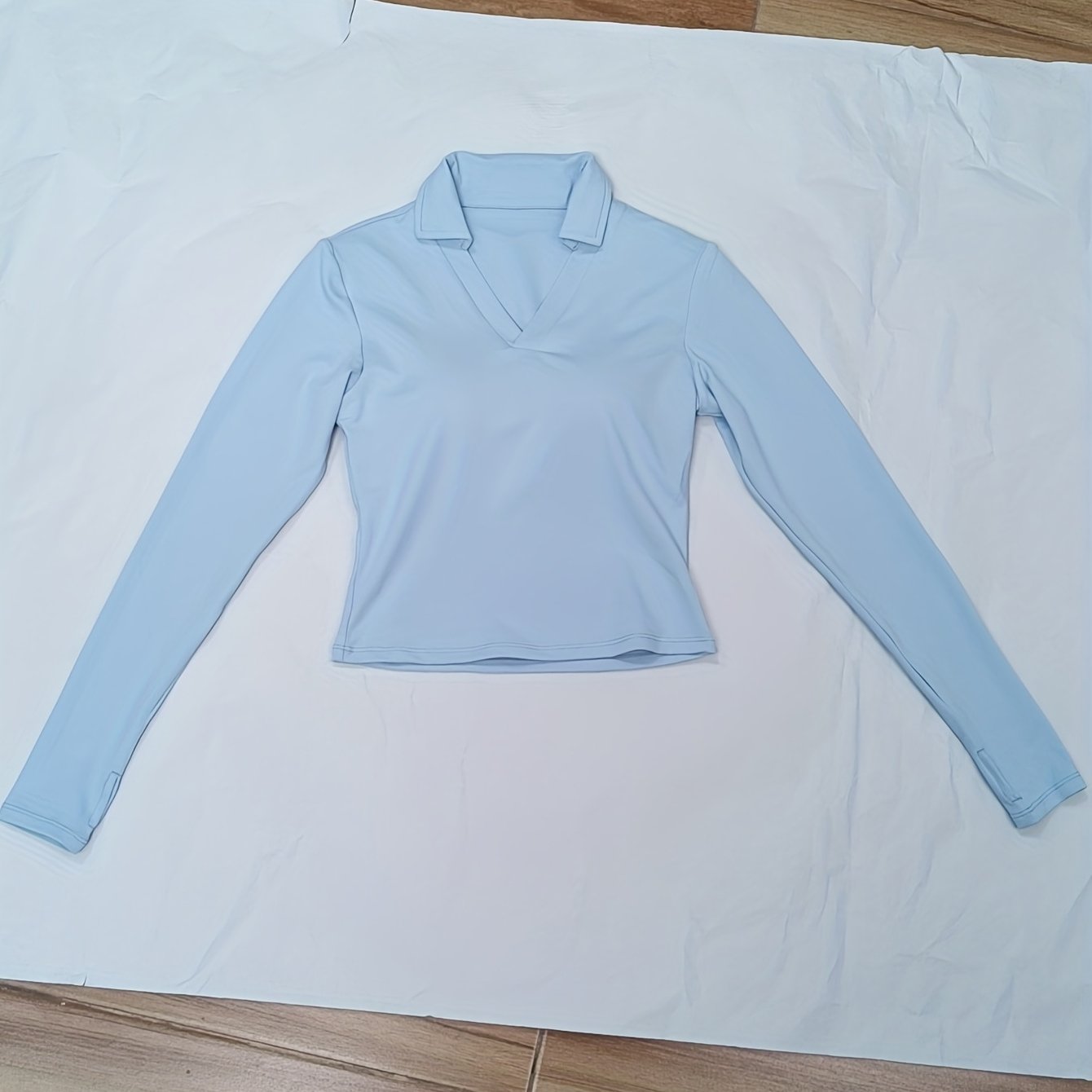 Women's V Neck Long Sleeve Crop Top for Yoga