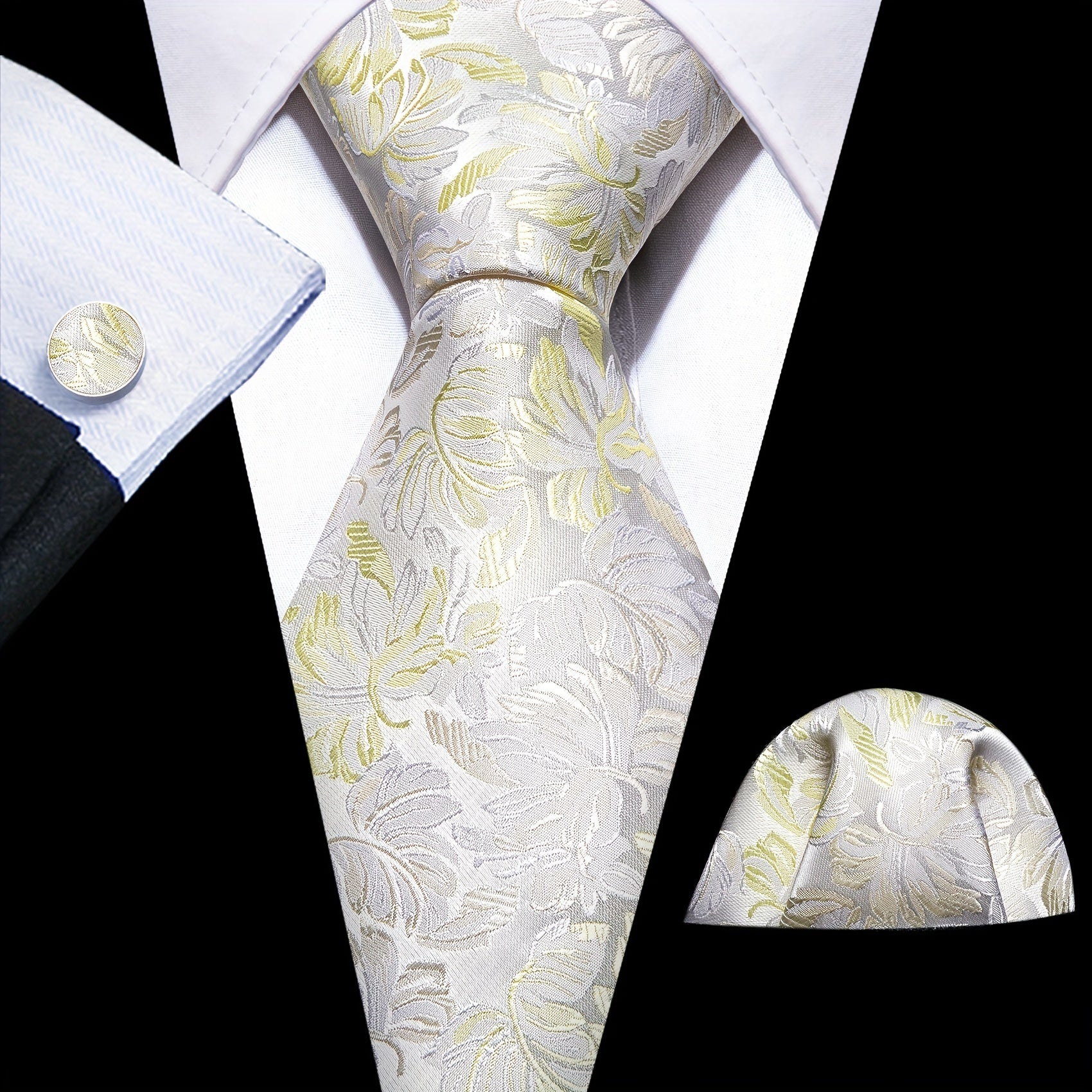 Barry Wang Men's Pink Tie Pocket Square Cufflinks Set