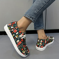 Women's Christmas Slip on Canvas Shoes Lightweight Casual Sneakers