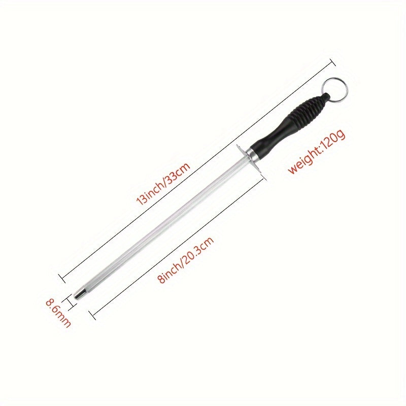 Professional 33cm Carbon Steel Rod Sharpener for Food Trucks