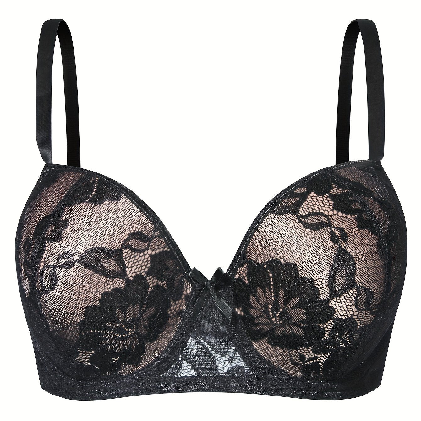 Floral Lace Push Up Padded Bra for Plus Size Women