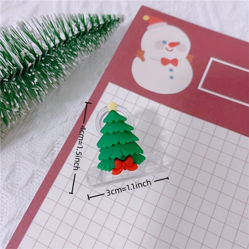 4pcs Christmas Resin Paper Clip Swallowtail Elk Snowman Clip