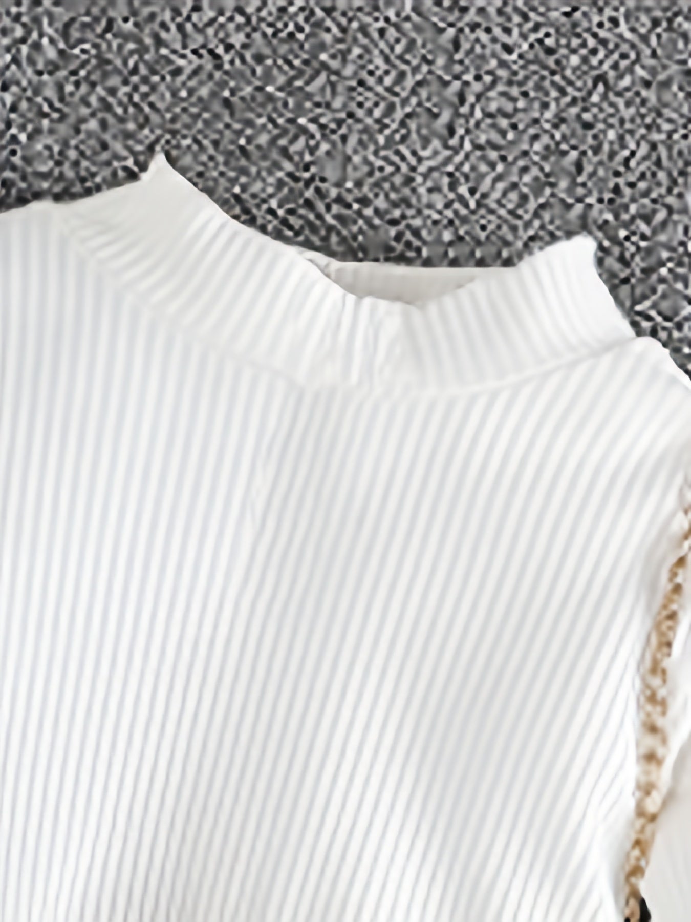 Girl's Ribbed Turtleneck Top & Plaid Belted Pants Set