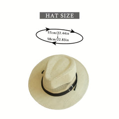 Mesh Hollow Fedora Sun Hat Wide Brim Cowboy Straw Jazz Hat