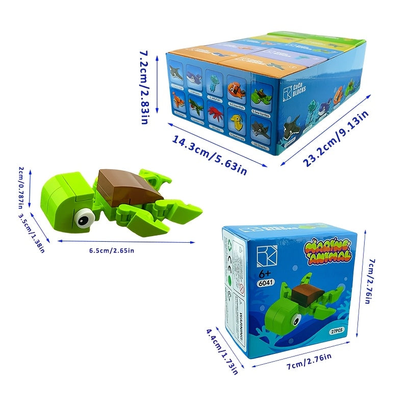 10pcs Marine Animal Building Block Set - Seahorse, Octopus, Crab, Turtle