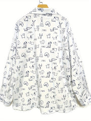 Dog Print Long Sleeve Blouse