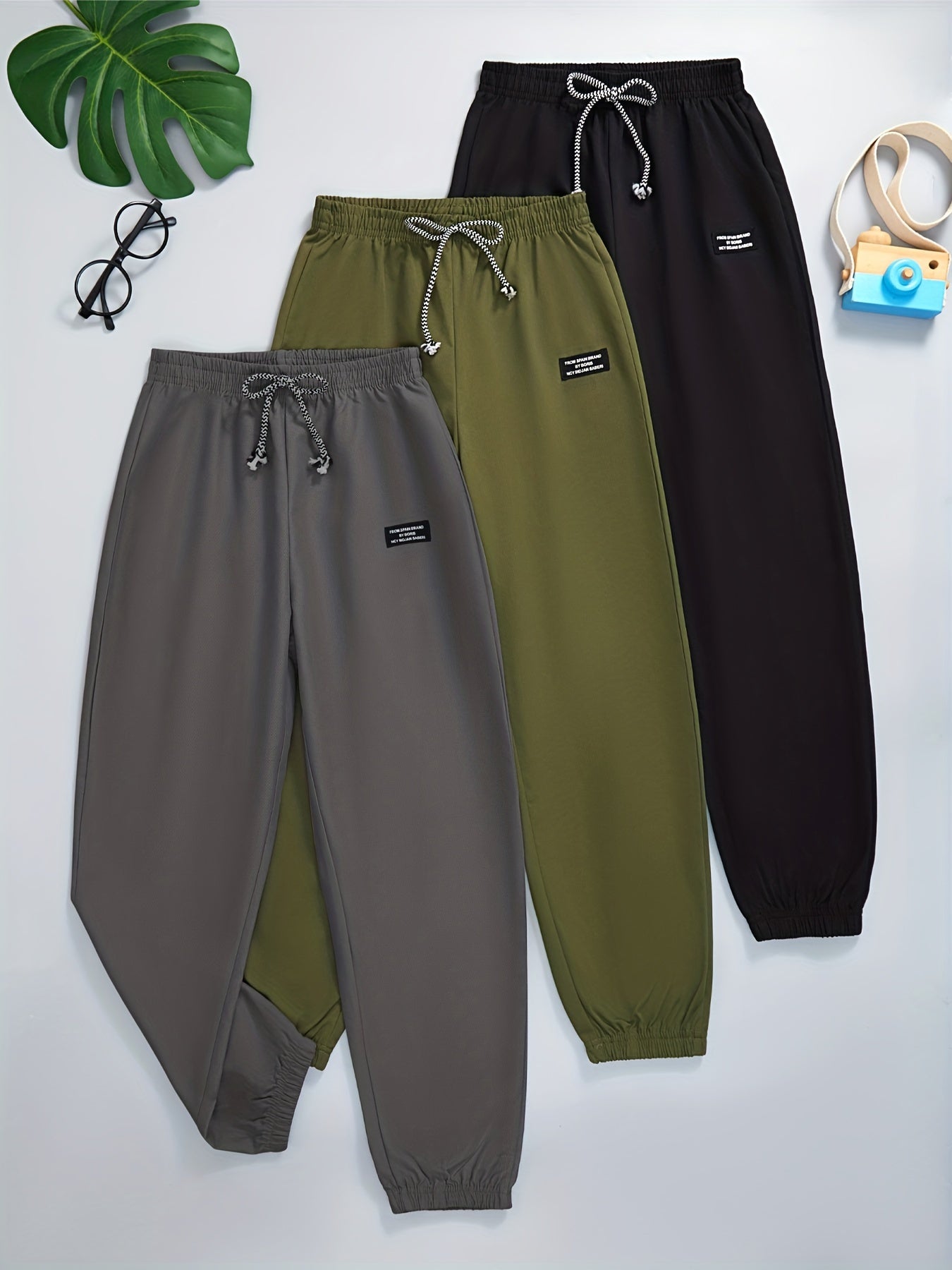 3pcs Letter Print Boys Active Sweatpants Comfortable Jogger Sports Pants