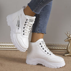 Women's Letter Graphic Platform Sneakers Side Zipper High Casual Sports Shoes