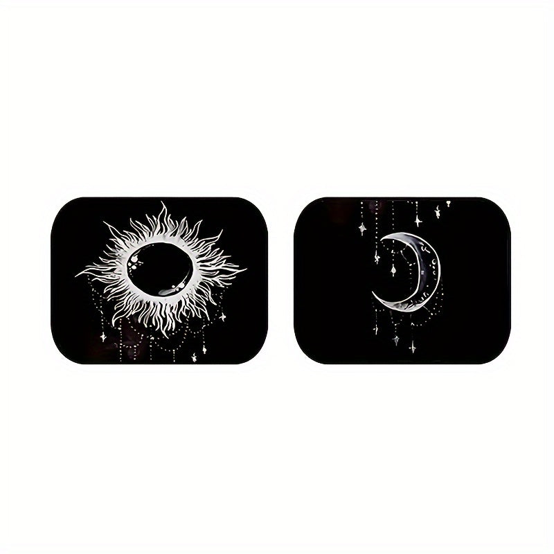 4pcs Sun And Moon Star Car Floor Mats - Water absorbent Non slip Mats