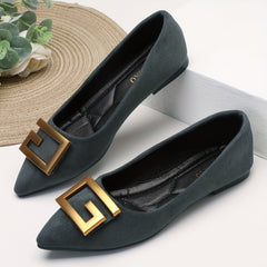 Women's Metallic Ballet Flats Pointed Toe Soft Sole Shoes