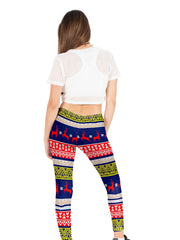 Christmas Reindeer Print High Waist Leggings Women's Clothing