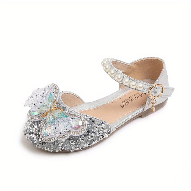 Girls Rhinestone Butterfly Sandals Breathable Lightweight Comfortable Anti Slip