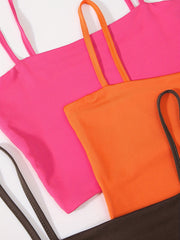 3pcs Solid Crop Cami Top Set for Women