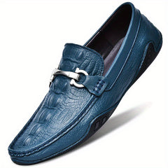 Men's Crocodile Embossed Horsebit Loafers Lightweight Non Slip Shoe
