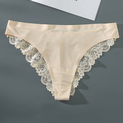 Solid Contrast Lace High Stretch Panties Plus Size