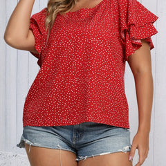 Polka Dot Layered Sleeve Blouse