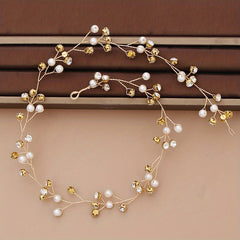 Golden Children's Pearl Headband Flower Girl Dressing Hair Accessories
