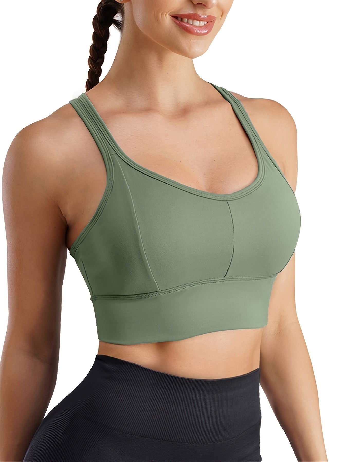 Patchwork Racerback Sports Bra Wire Padded Tank Top