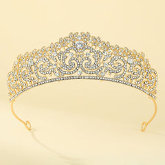 Crystal Princess Crown Golden Wedding Crown