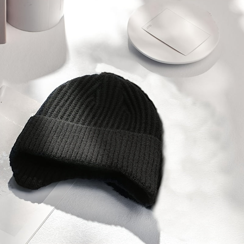 Winter Velvet Thickened Knitted Hat Warm Beanies For Men