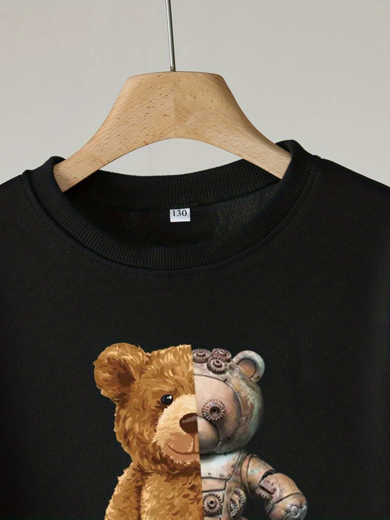 Bear Robot Pattern Boy's 2pcs Sweatshirt & Sweatpants Set for Spring Fall