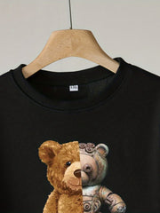 Bear Robot Pattern Boy's 2pcs Sweatshirt & Sweatpants Set for Spring Fall