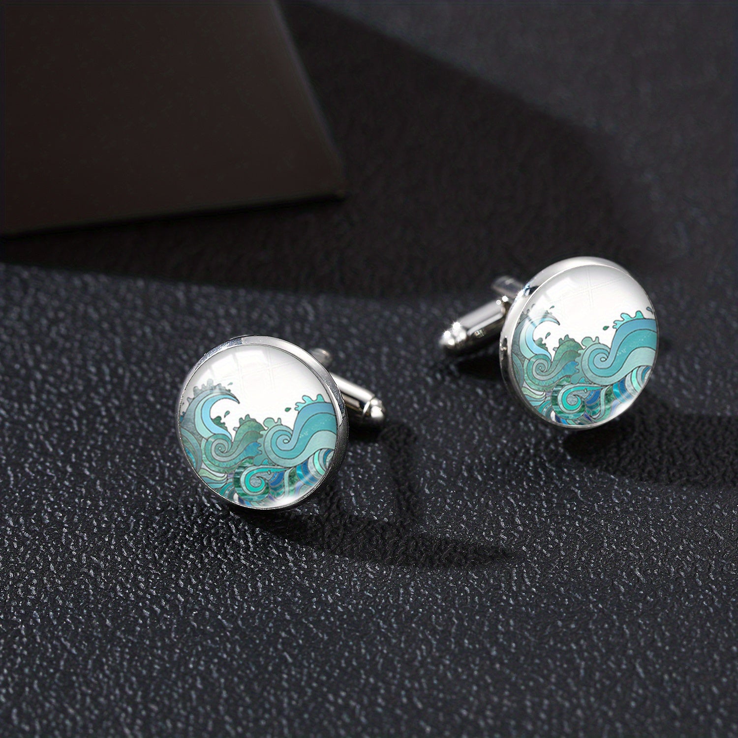 Ocean Wave Time Gem French Cufflinks Men's Shirt Cufflinks