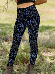 Printed High Rise Plus Size Leggings with Medium Stretch