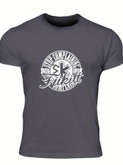 Men's Complaining Print T-shirt Stretch Crew Neck Tee