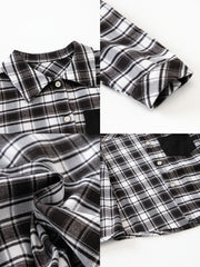 Kids Boys THE FUTURE IS Letter Print Plaid Shirts Long Sleeve Button Down Tops