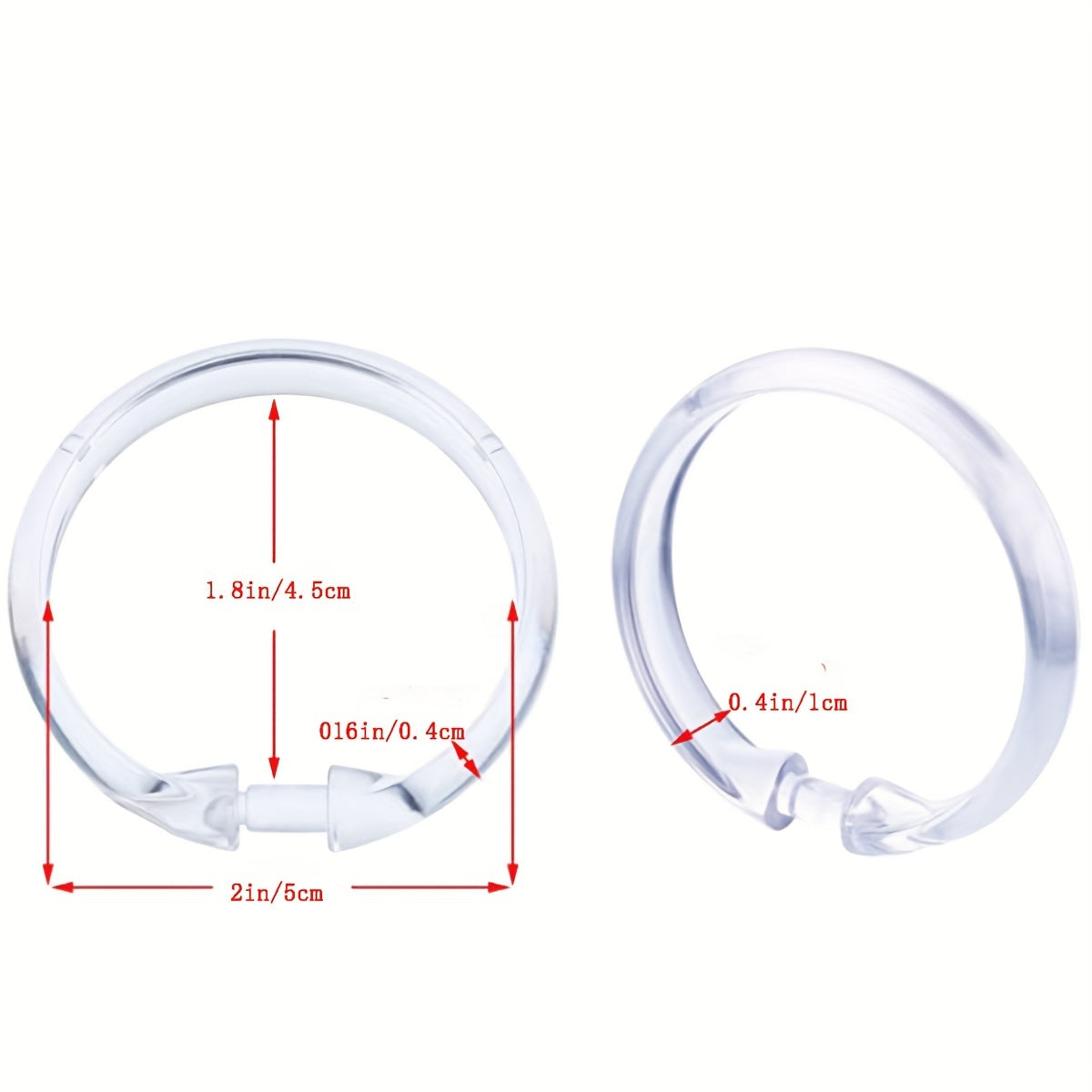 12pcs Transparent Plastic Shower Curtain Hooks O ring Bathroom Accessories