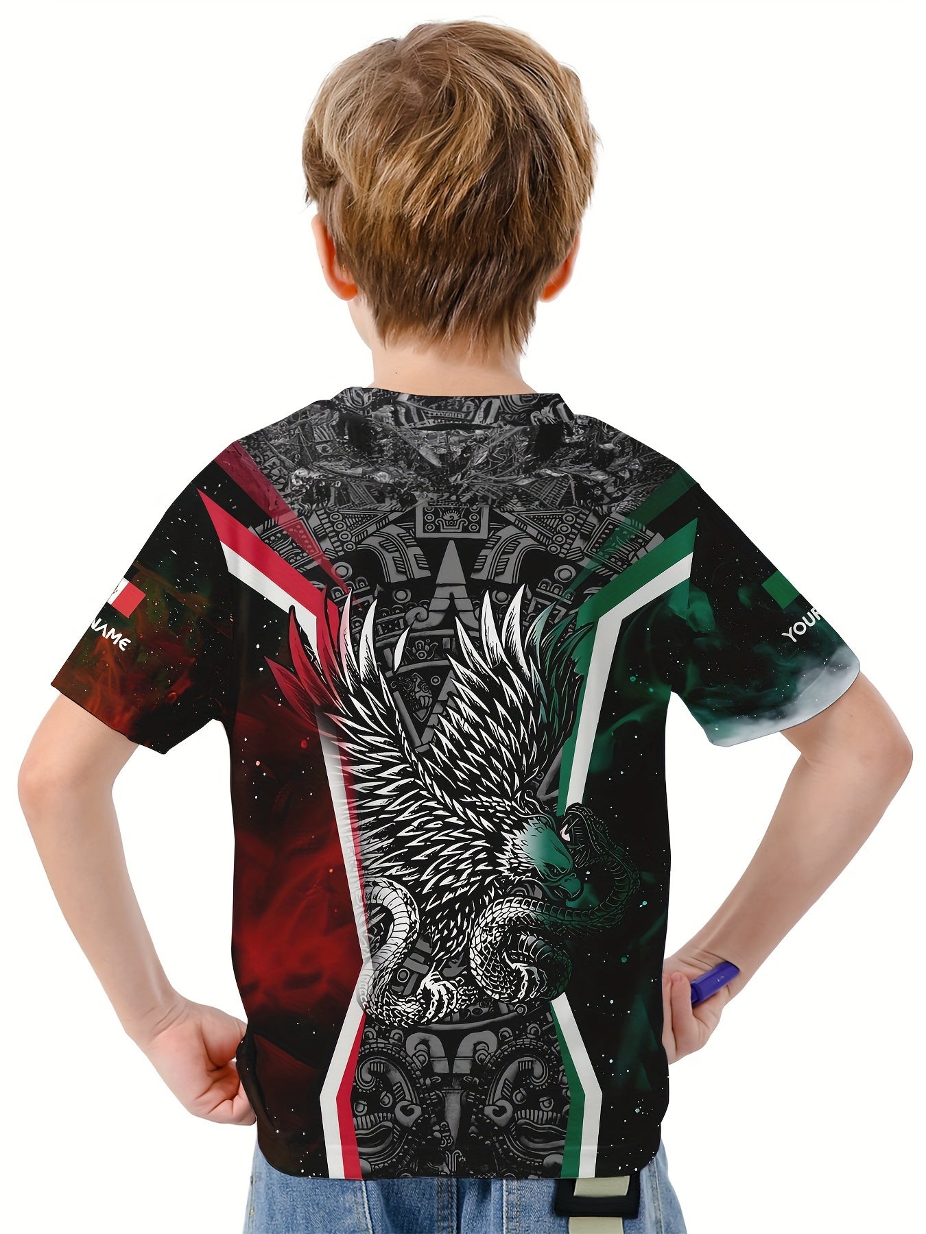 Mexico Flag 3D Print Boys T-Shirt Casual Lightweight Top Summer Kids Clothes