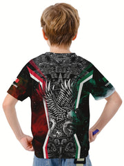 Mexico Flag 3D Print Boys T-Shirt Casual Lightweight Top Summer Kids Clothes