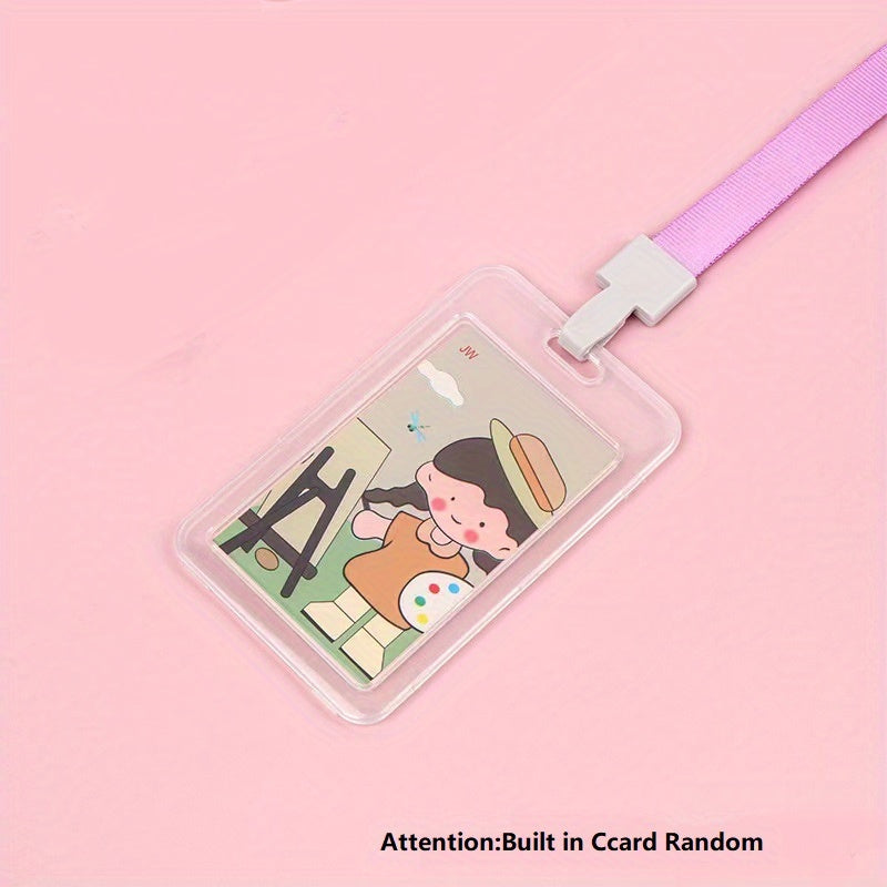 Transparent Card Holder With Lanyard Student ID Business Card Holder