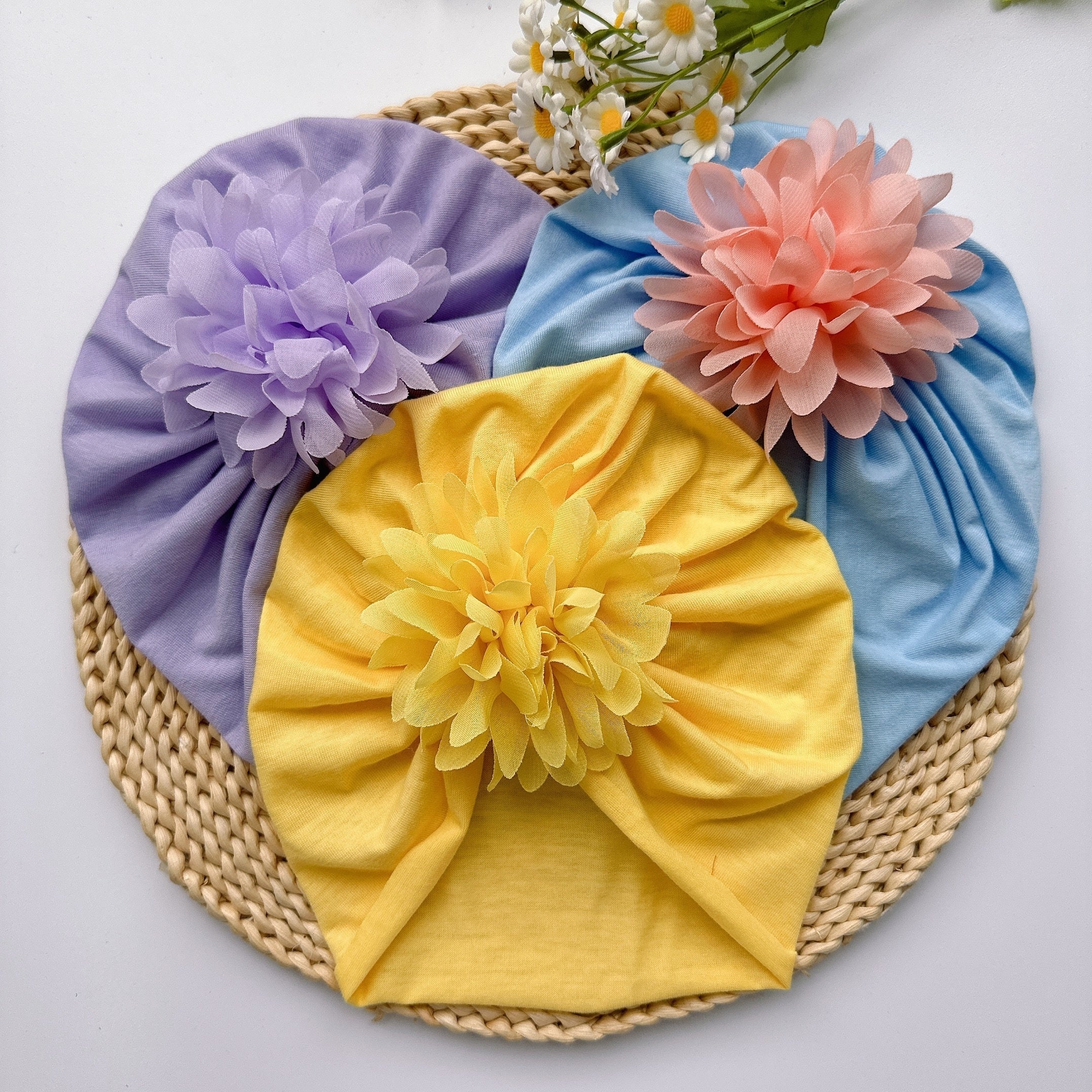 Soft Elastic Turban for Baby Girls Flower Headband