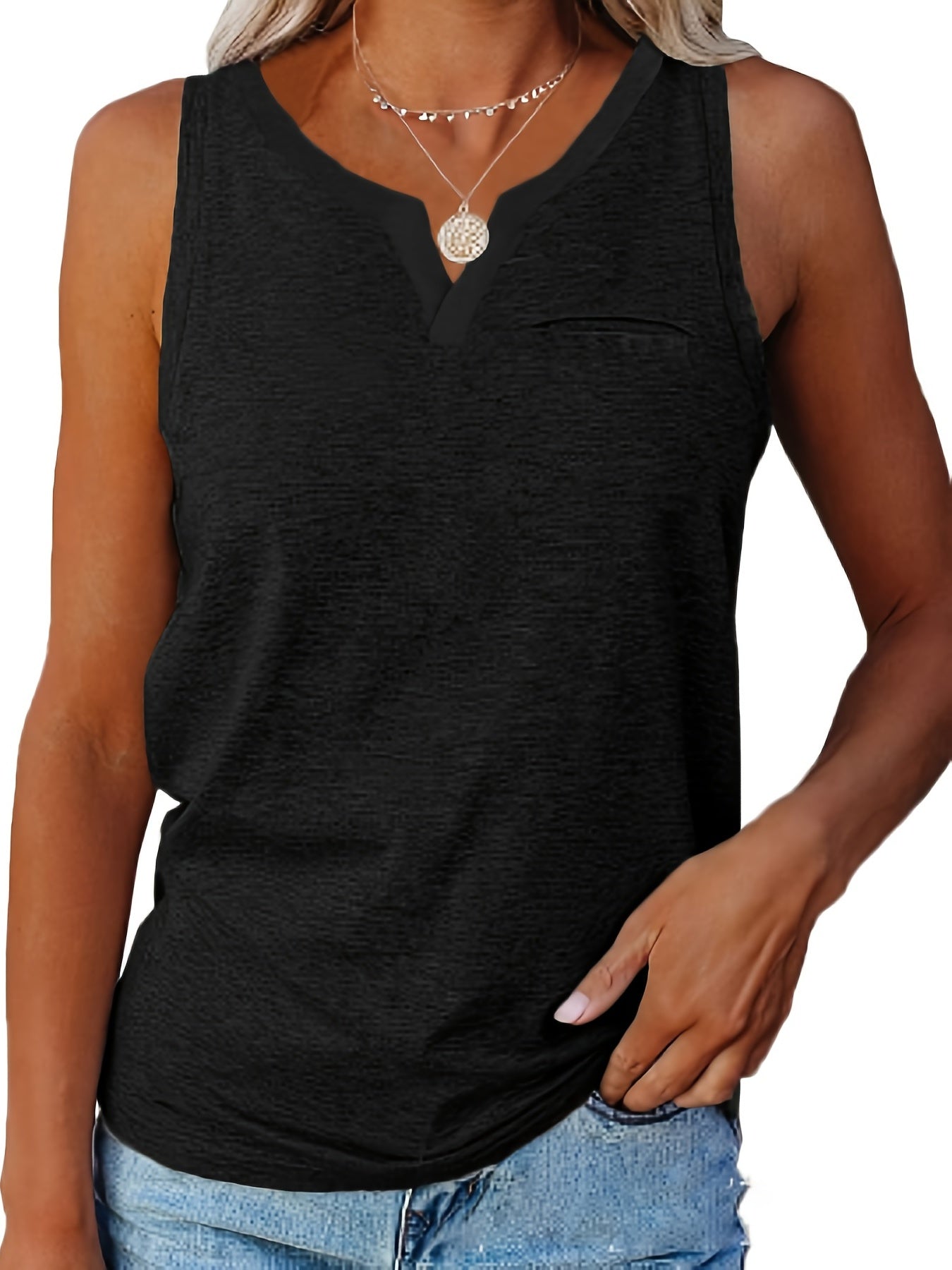Summer Solid Tank Top Casual Sleeveless Crew Neck Tank Top Casual Every Tops