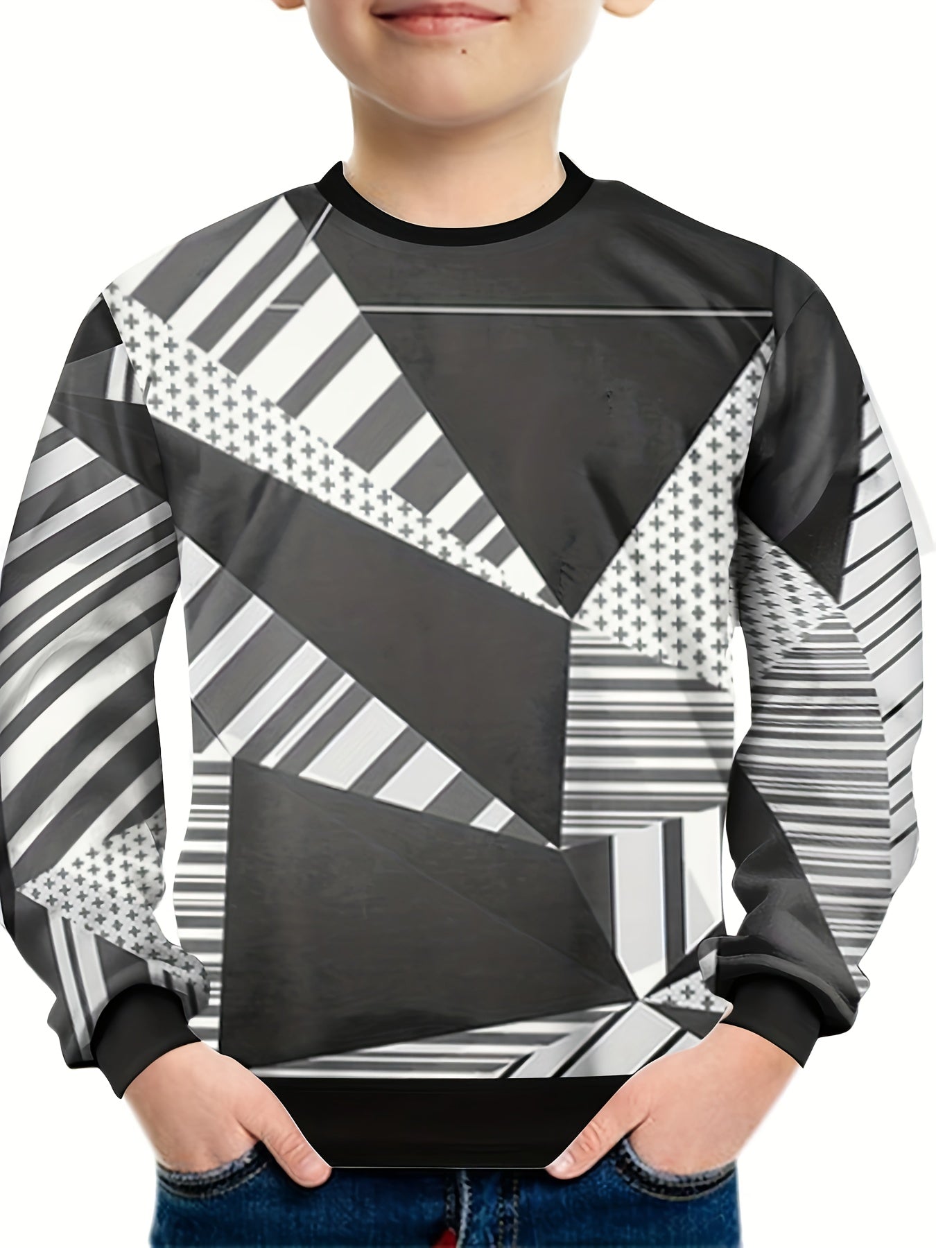 3D Animal Colorful Geometric Pattern Sweatshirt For Kids