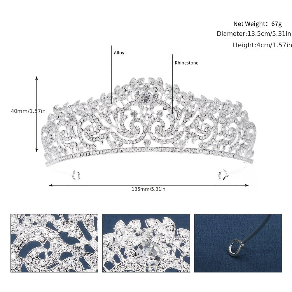Vintage Bridal Glitter Tiara Crown Wedding Bride
