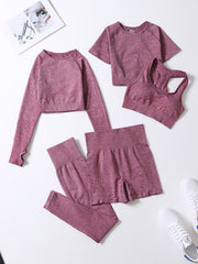 5pcs Seamless Yoga Suits Tank Top & Cropped Top & Long S