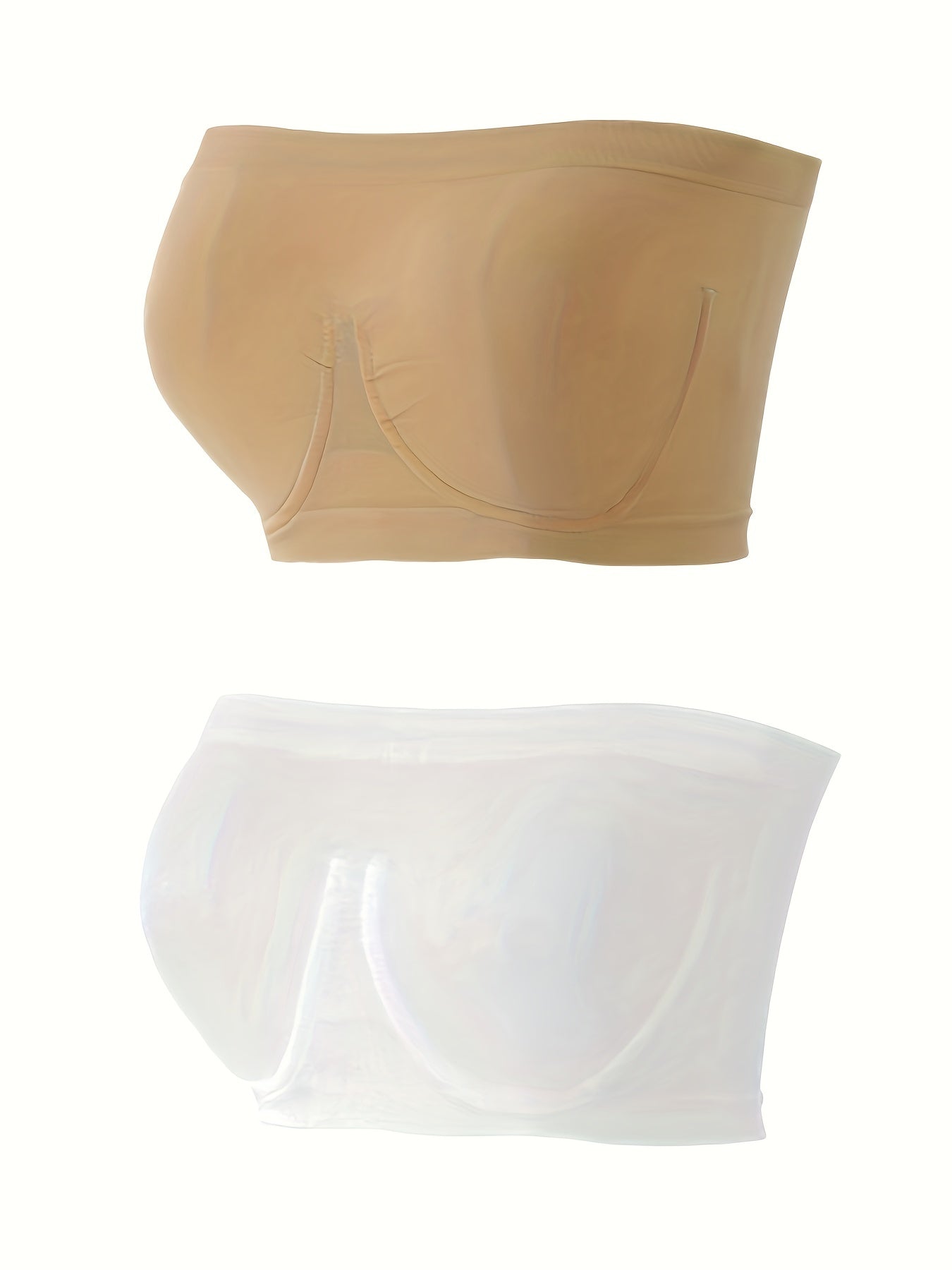 2pcs Strapless Bandeau Bras Soft Stretch Everyday Bra Women's Lingerie