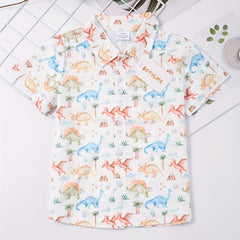 Boys Casual Vneck Short Sleeve Button Up Shirts for Summer